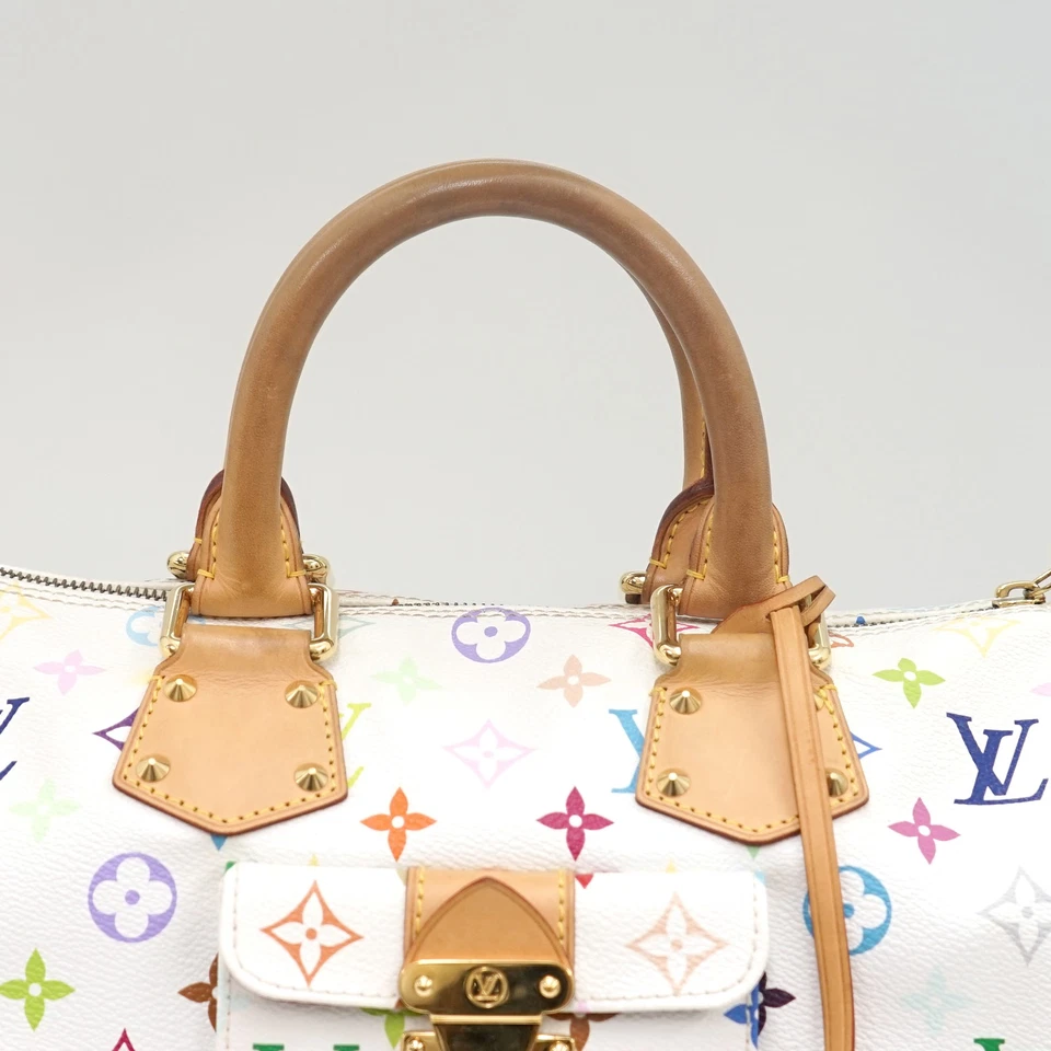 Louis Vuitton Multicolor Speedy 30 in White Monogram Canvas