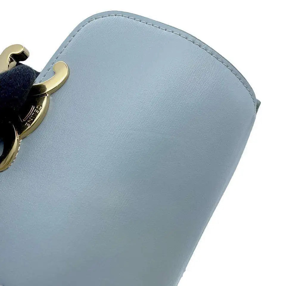 CELINE Triomphe Shoulder Bag Size Mini Calf Leather Light Blue