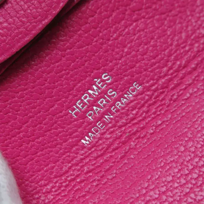 Auth HERMES Bastia Coin Case Pink Leather