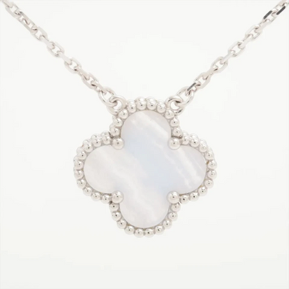 Van Cleef & Arpels Vintage Alhambra Chalcedony Necklace 750(WG) 5.4g