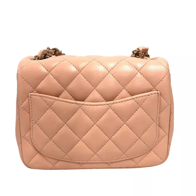 CHANEL Mini Matelasse 18 Shoulder Bag Pink Lambskin with Gold Hardware