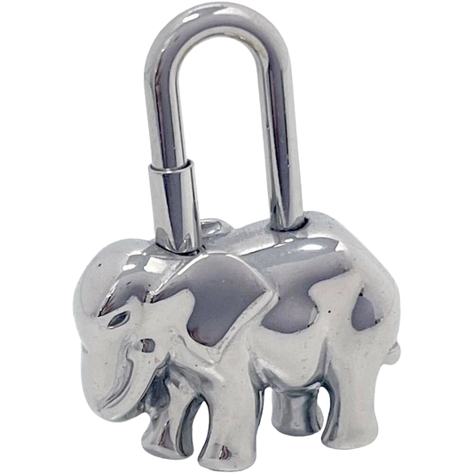 Hermès Elephant Padlock Bag Charm in Silver-Tone Metal