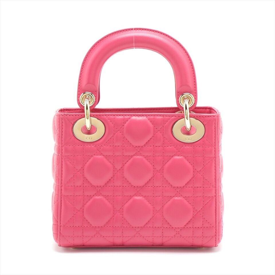 Christian Dior Lady Dior Cannage Leather 2WAY Handbag Pink