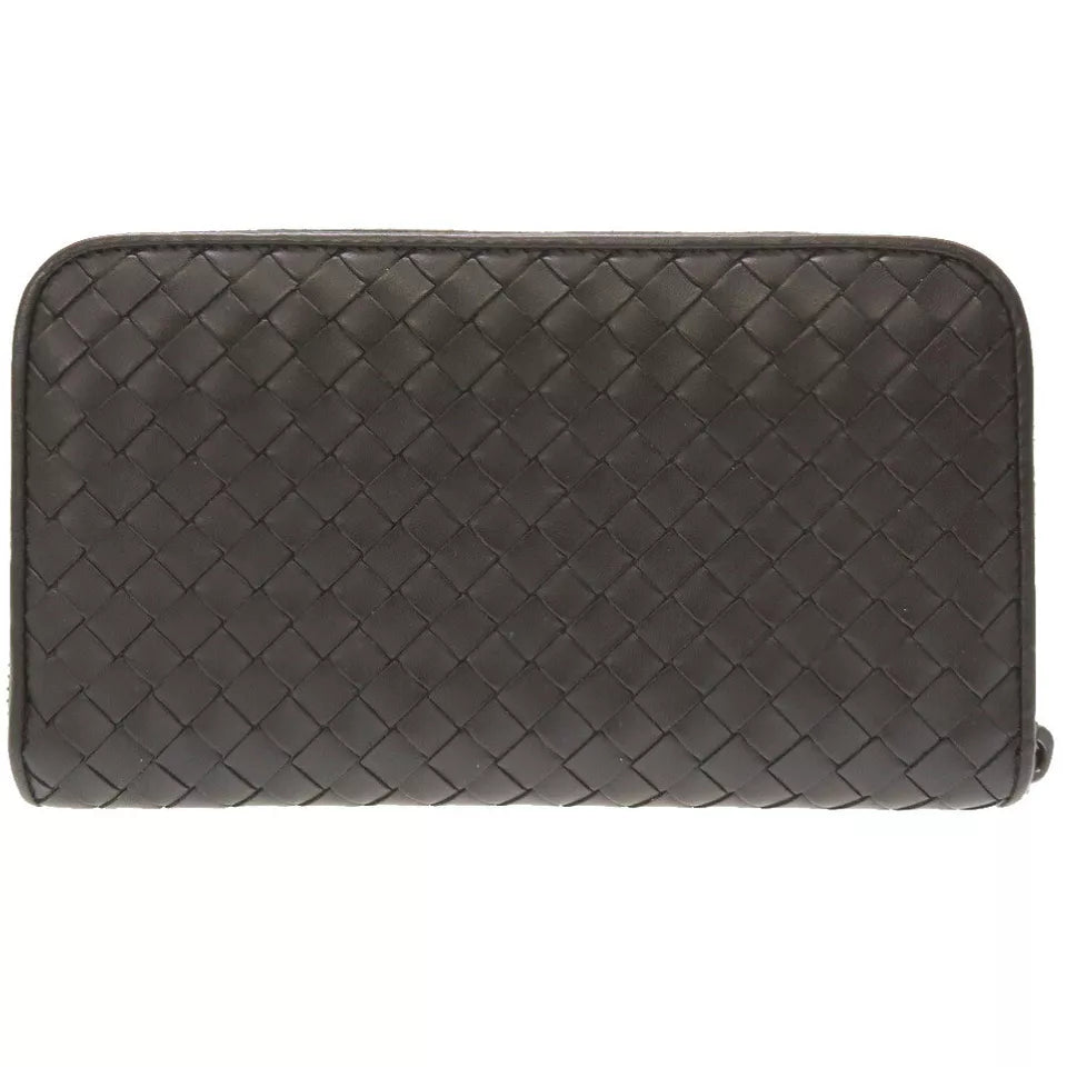 BOTTEGA VENETA Intrecciato Long Wallet – Brown Leather