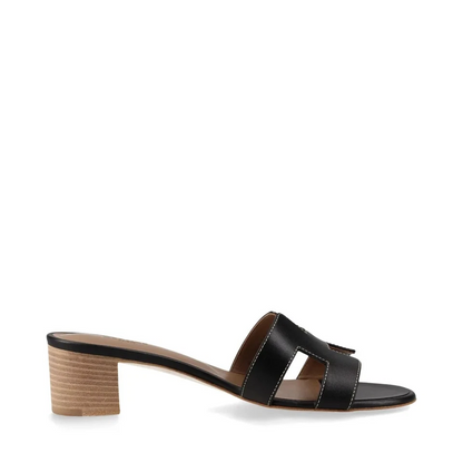 Hermès OASIS Leather Sandals 37.5 Ladies' Black