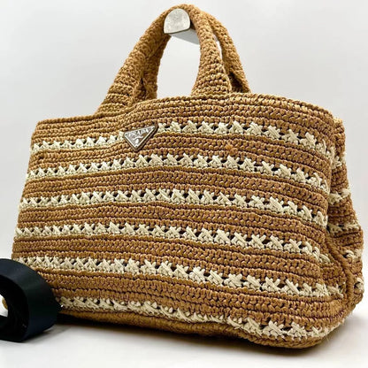 PRADA Raffia Crochet Handbag