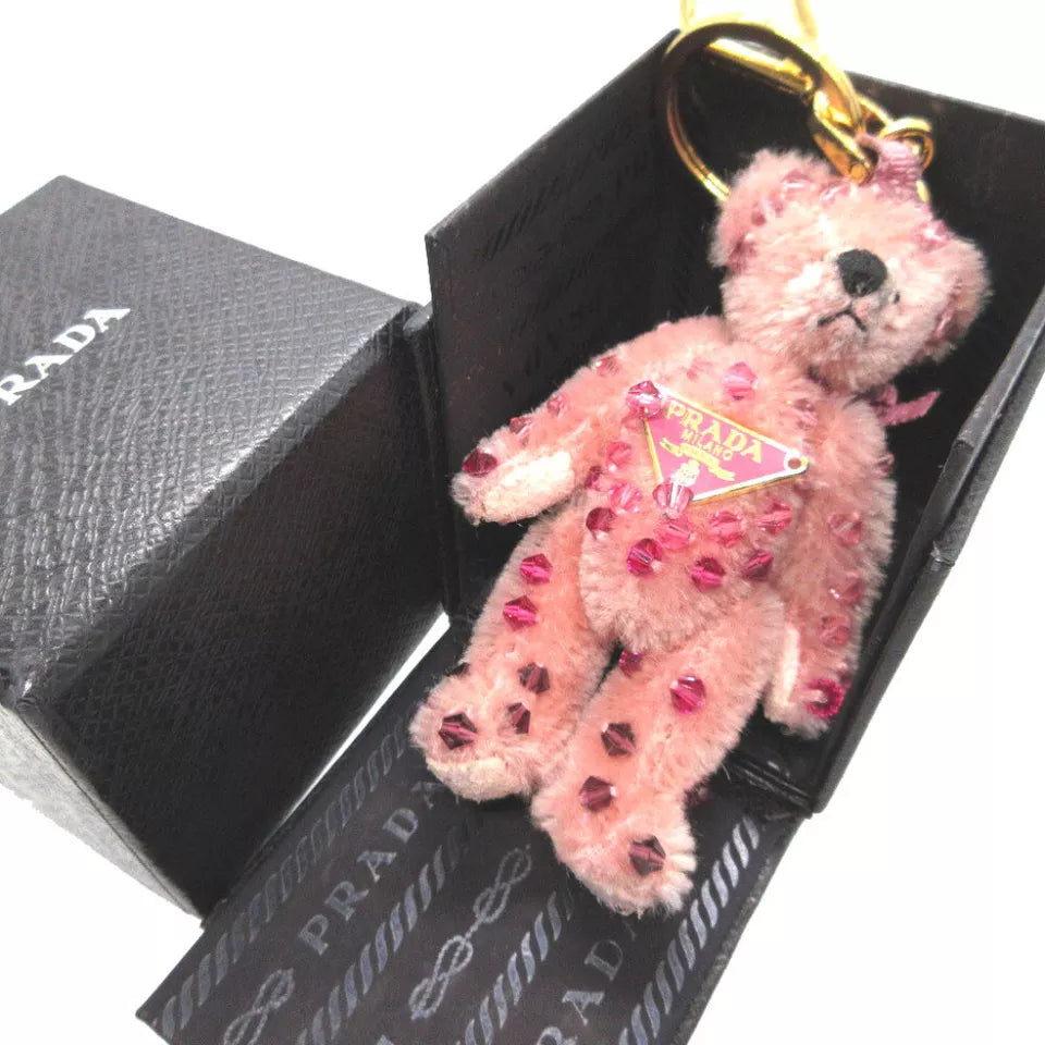 PRADA Bear Rhinestone Charm Key Holder – Pink Acrylic