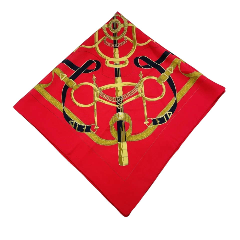 Hermes Carré 90 Eperon d'or Golden Spur Multicolor Silk Scarf