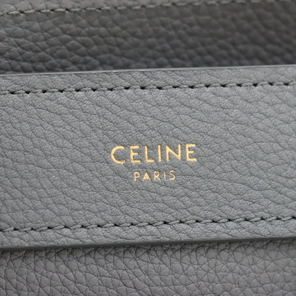 Celine Luggage Nano Shopper Leather 2 Way Handbag Gray