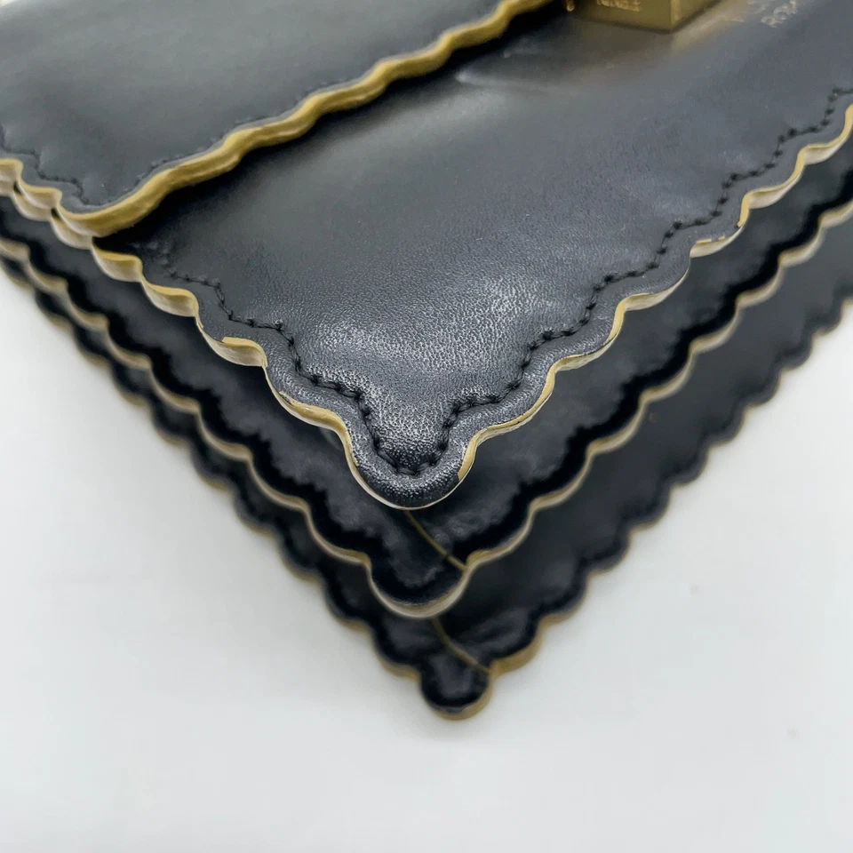 Fendi Black Calf Leather Monstera Shoulder Bag