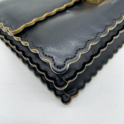 Fendi Black Calf Leather Monstera Shoulder Bag