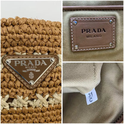 PRADA Raffia Crochet Handbag