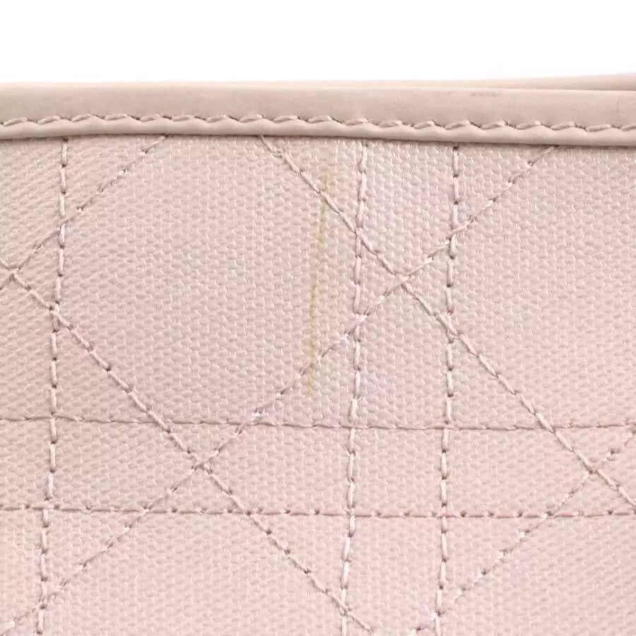 Auth Christian Dior Canage Tote Shoulder Bag Pink Beige Coated Canvas