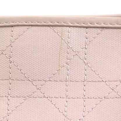 Auth Christian Dior Canage Tote Shoulder Bag Pink Beige Coated Canvas