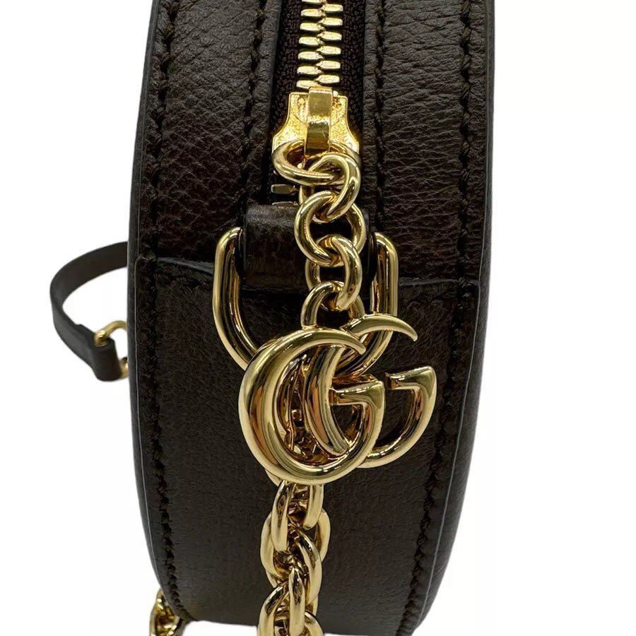 Auth GUCCI Ophidia Chain Crossbody Shoulder Bag Brown/Gold PVC/Metal