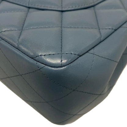 CHANEL Large Matelasse Blue Lambskin Shoulder Bag