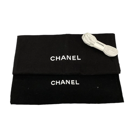 CHANEL Cream Light Green Tweeds Leather Suede Women's Sneakers