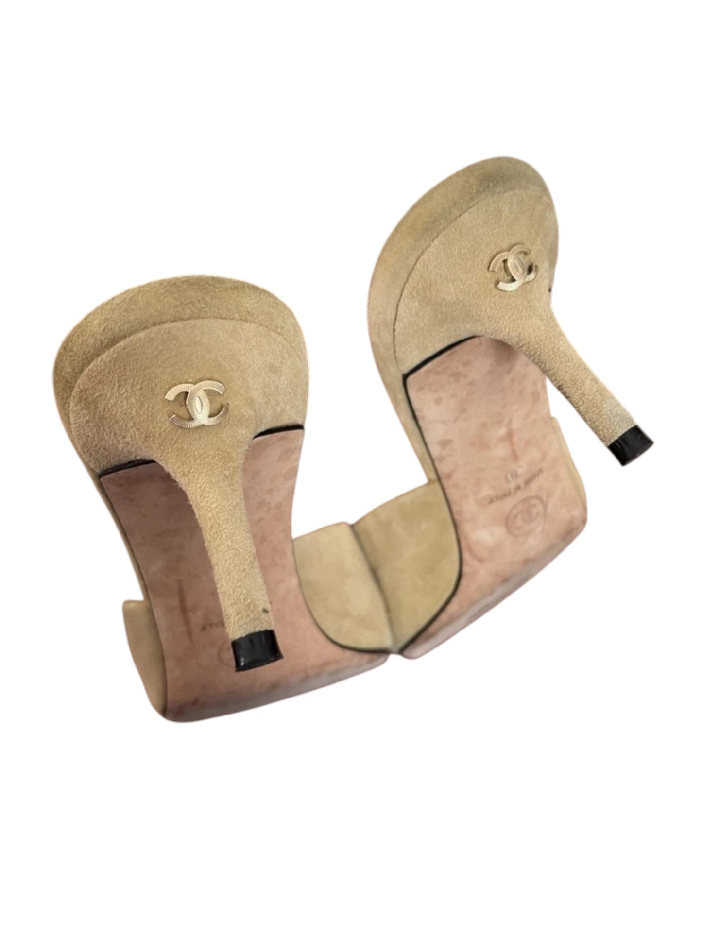 Chanel Suede Grosgrain Heeled Mules