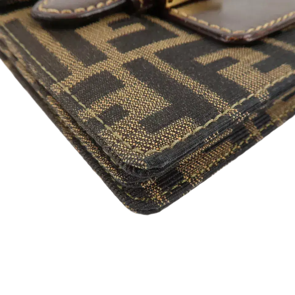 FENDI Zucca Canvas Leather Shoulder Bag