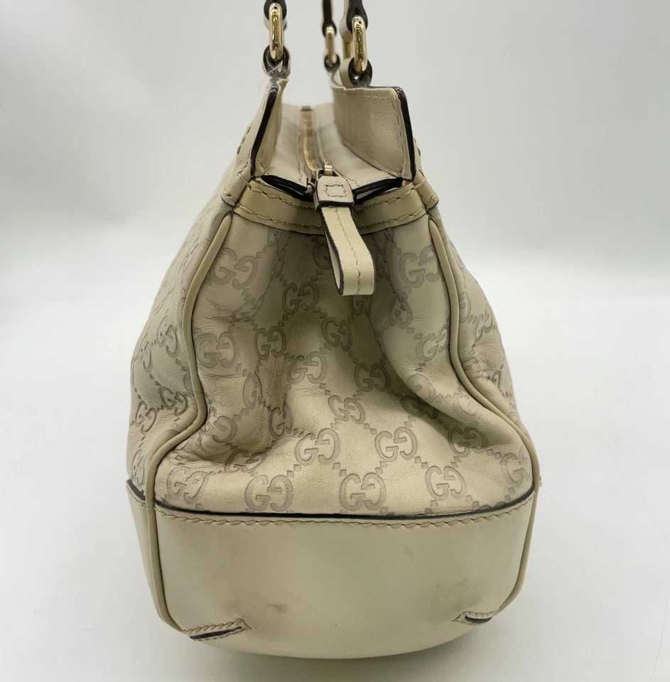 Gucci Guccissima Mayfair Tote Bag in Ivory Leather