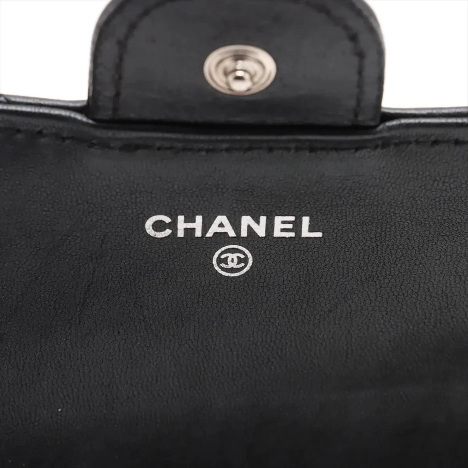 Chanel Matelasse Lambskin Long Wallet Black Silver Metal Fittings