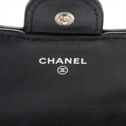 Chanel Matelasse Lambskin Long Wallet Black Silver Metal Fittings