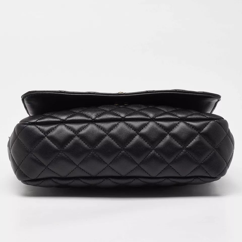 Versace Black Quilted Leather Medusa Chain Shoulder Bag