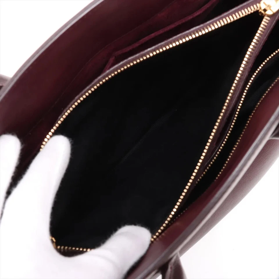 Saint Laurent Paris Sac de Jour Leather 2 Way Handbag Bordeaux