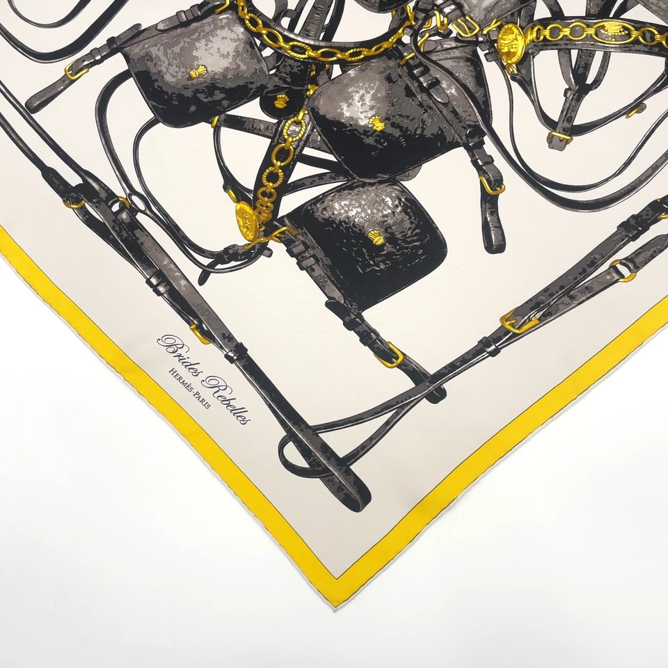 Hermès Carré 90 Brides Rebelles Scarf in Grey x Multicolor Silk