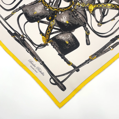 Hermès Carré 90 Brides Rebelles Scarf in Grey x Multicolor Silk