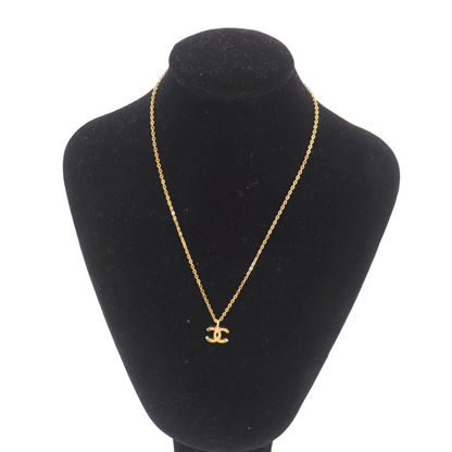 CHANEL Used CC Logos Gold Plated Chain Necklace 376 Vintage