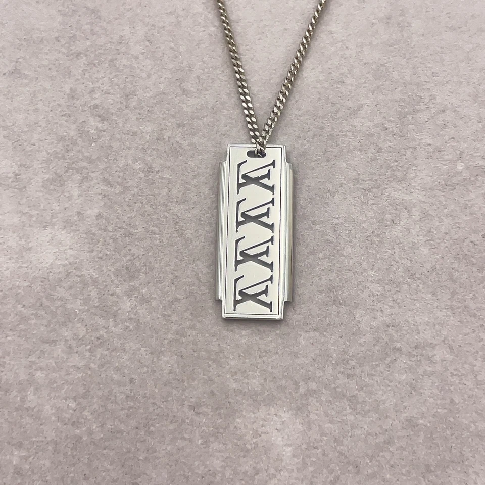 Louis Vuitton Collier Plaque Multi LV Necklace in Silver