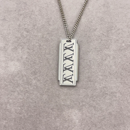 Louis Vuitton Collier Plaque Multi LV Necklace in Silver