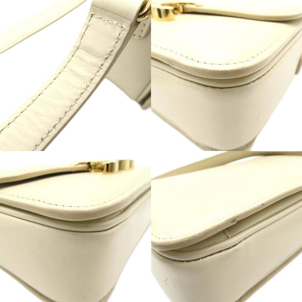 CELINE Soiree Shoulder crossbody hand Bag leather Beige Used