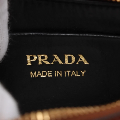 Prada Arke Leather 2 Way Shoulder Bag Brown