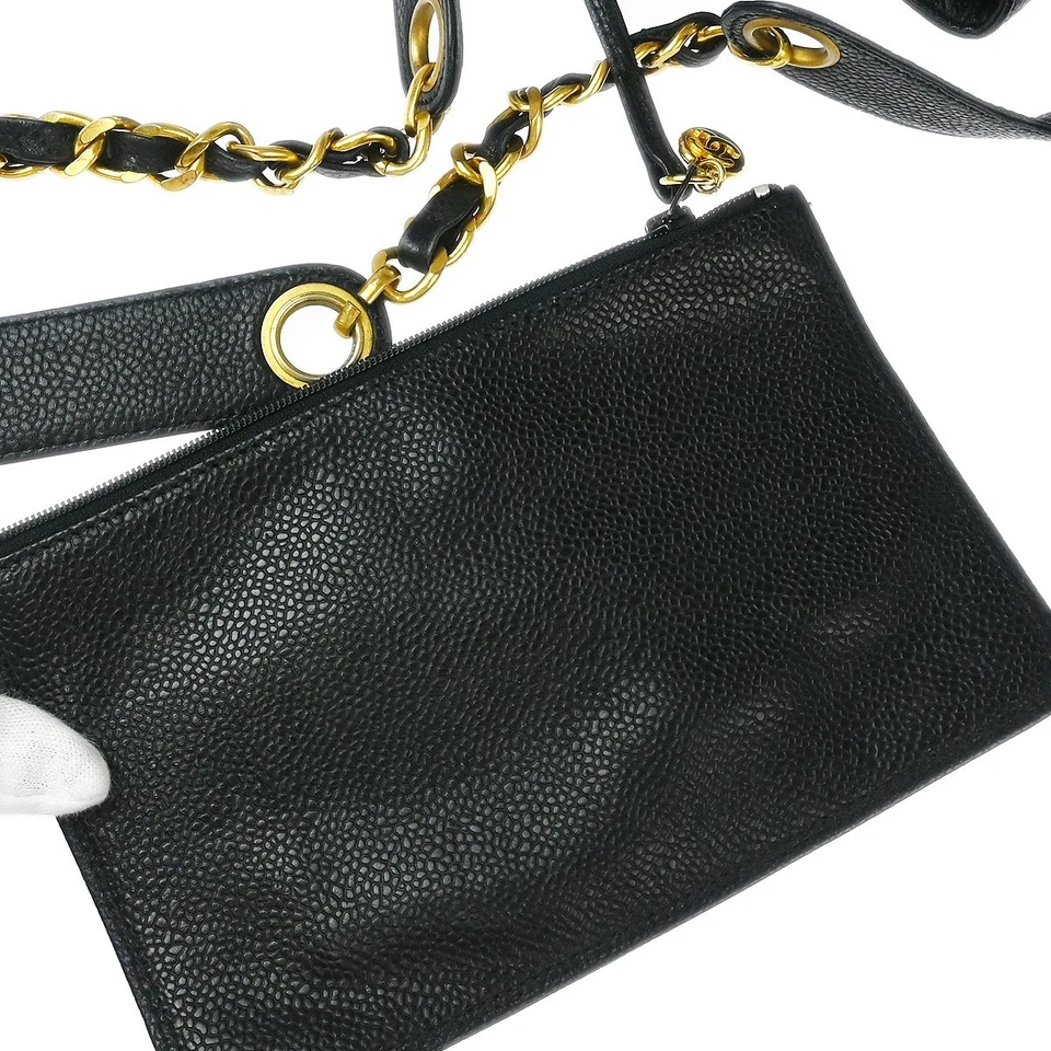 Chanel Black Calfskin Triple CC Drawstring Shoulder Bag
