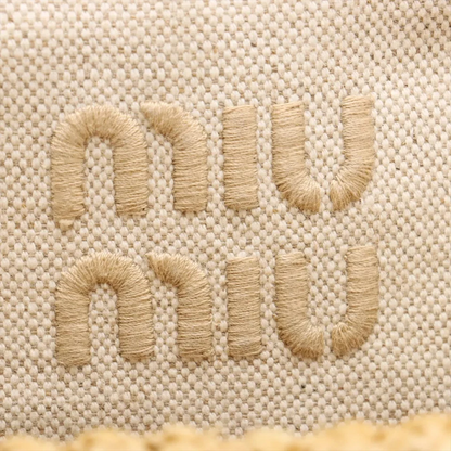 Miu Miu Straws x Leather 2 Way Handbag Beige
