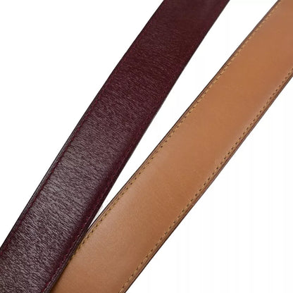 HERMES H Logo Constance Reversible Buckle Belt – Bordeaux Brown/Gold-Plated