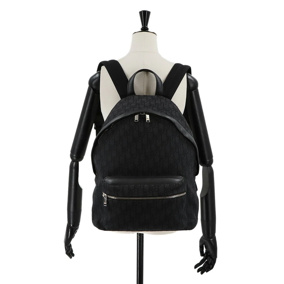 Christian Dior Oblique Rider Backpack in Black Canvas & Leather