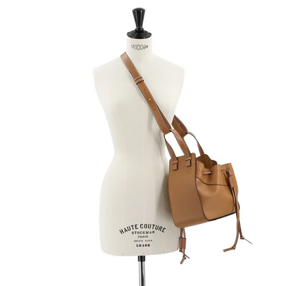 LOEWE Hammock Drawstring Small Hand Shoulder Bag Leather Brown Purse