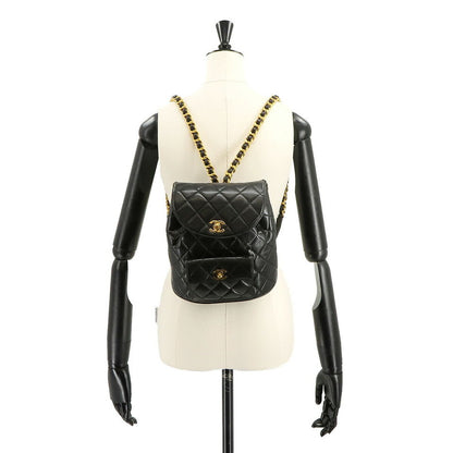 CHANEL Matelasse Chain Backpack Leather Black Duma Purse Vintage