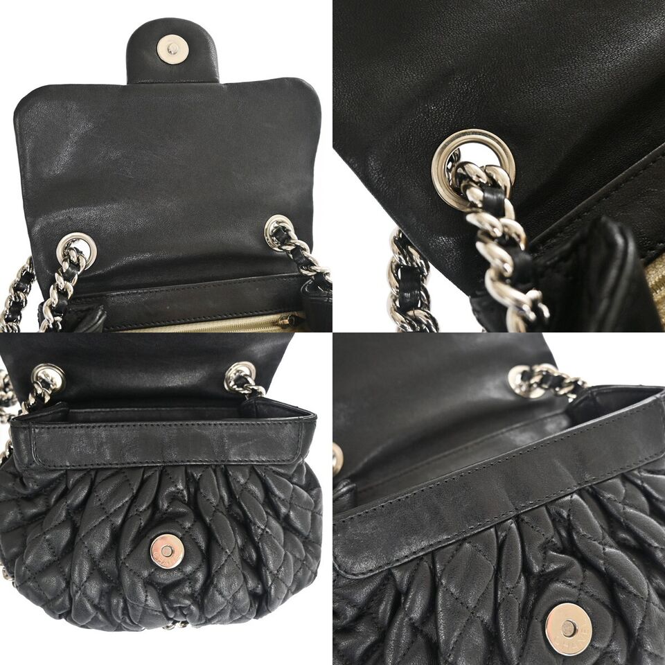 CHANEL CC Chain Around Mini Matelasse Shoulder Bag Leather Black