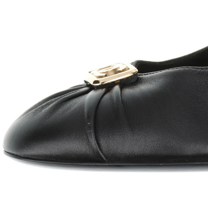 Chanel Coco Mark Leather Pumps 36 Ladies' Black×Gold