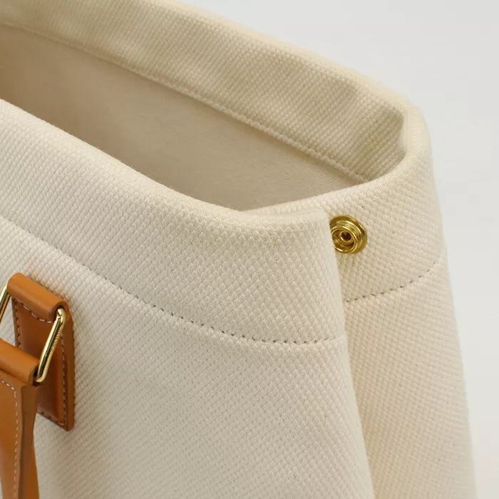 Auth CELINE Tote Bag In White Canvas