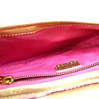 CELINE Logo Macadam Pattern Shoulder Bag – Pink Canvas/Leather