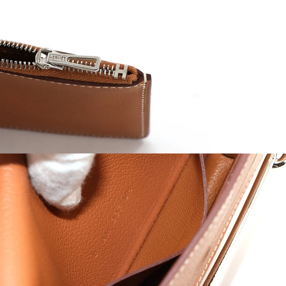 HERMES Roulis Slim Wallet Ever Color Brown U Purse