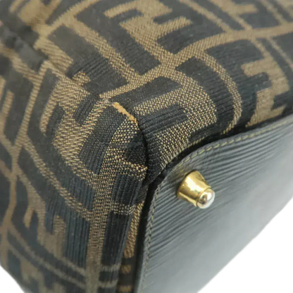 FENDI Zucca Canvas Leather Boston Bag