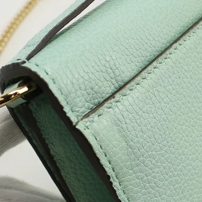 Auth GUCCI Zumi Handbag In Green Leather