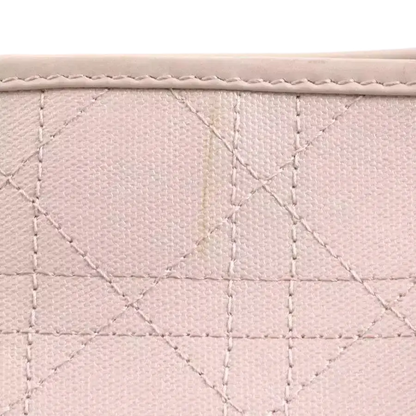 Auth Christian Dior Canage Tote Shoulder Bag Pink Beige Coated Canvas