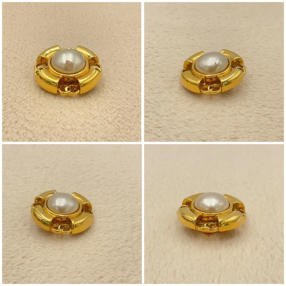 Chanel Coco Faux Pearl Earrings in Gold-Tone Metal (29 Engraved)